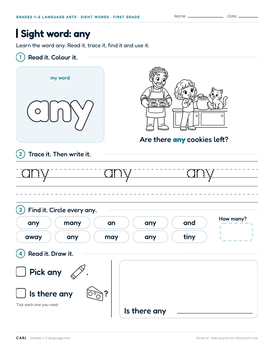 Sight word: any preview