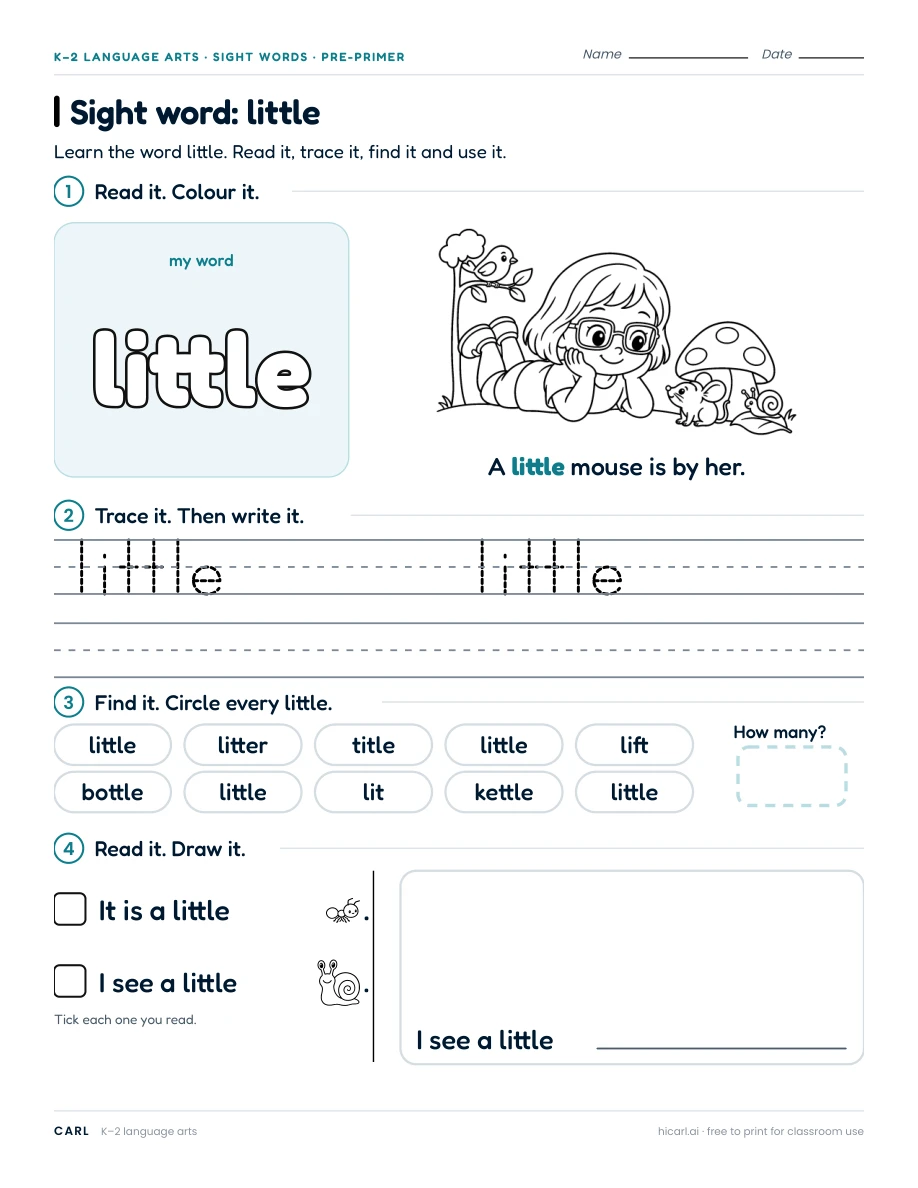 Sight word: little preview