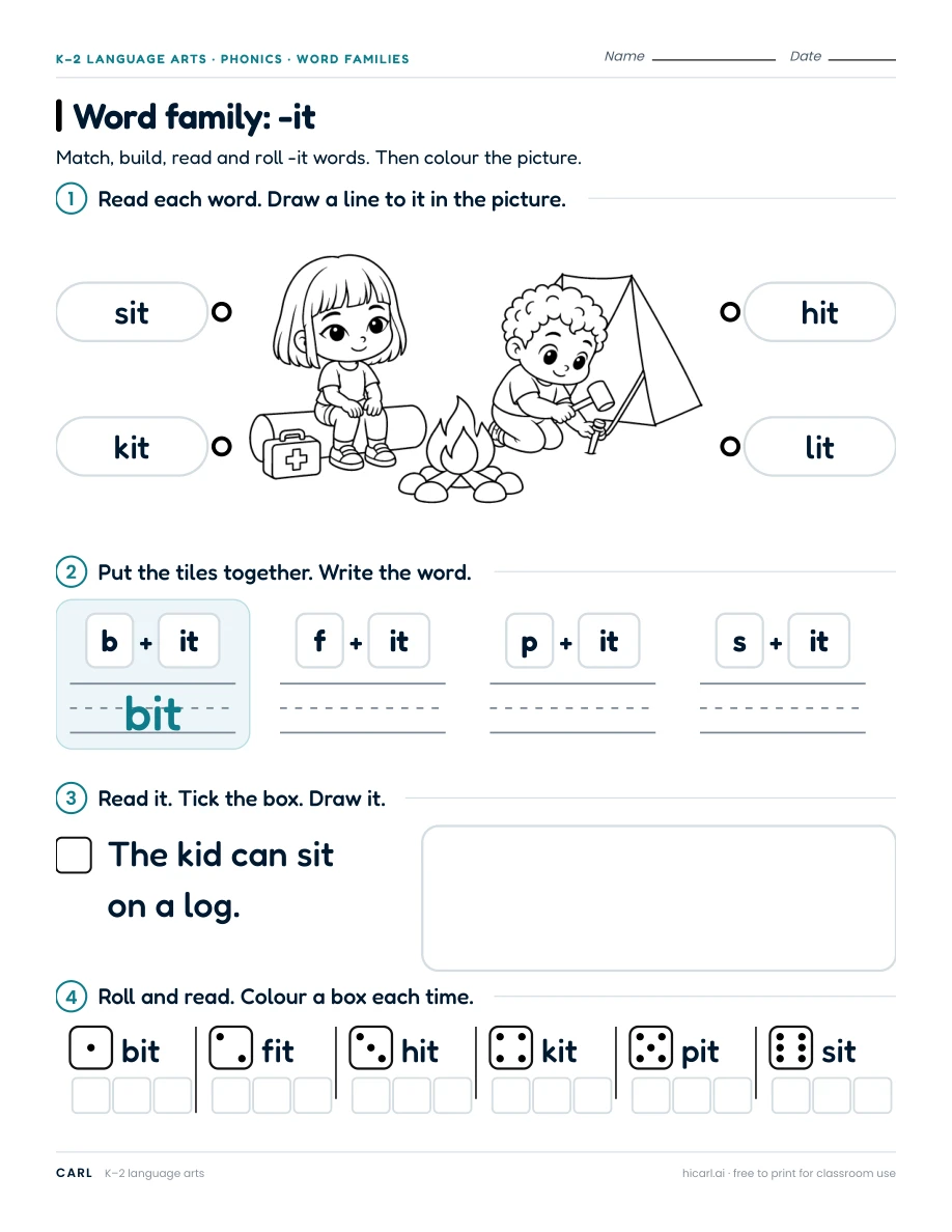 Word family: -it preview