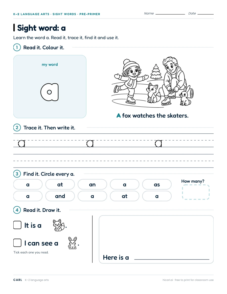 Pre-primer sight word worksheets preview