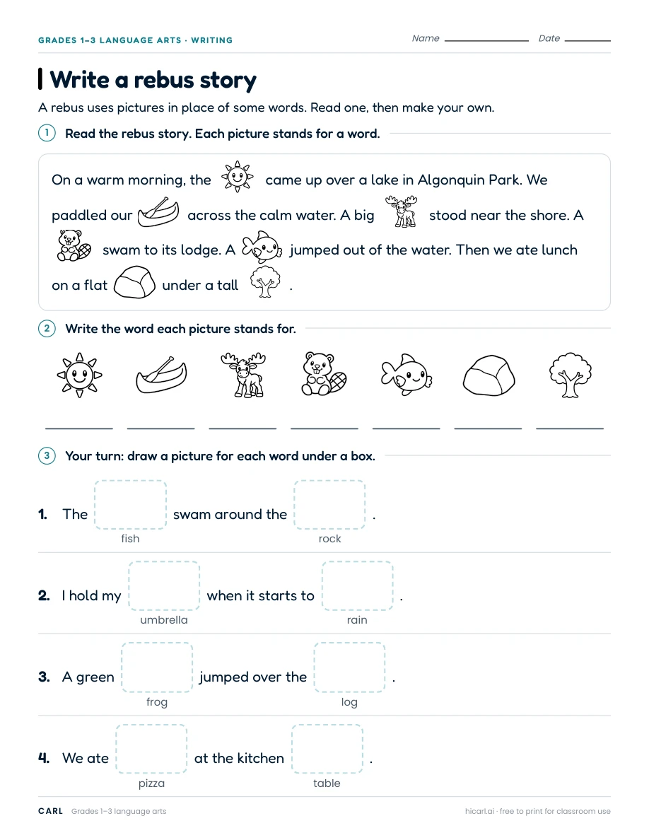 Story and dialogue writing worksheets preview