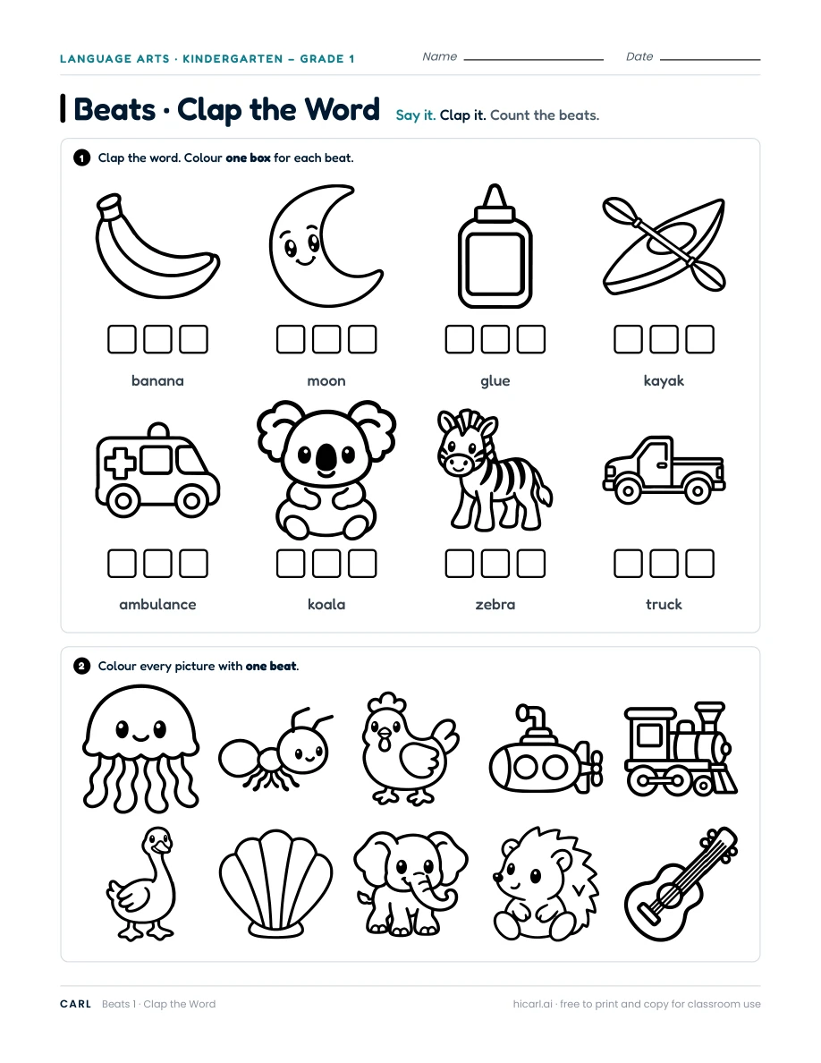Syllable worksheets preview
