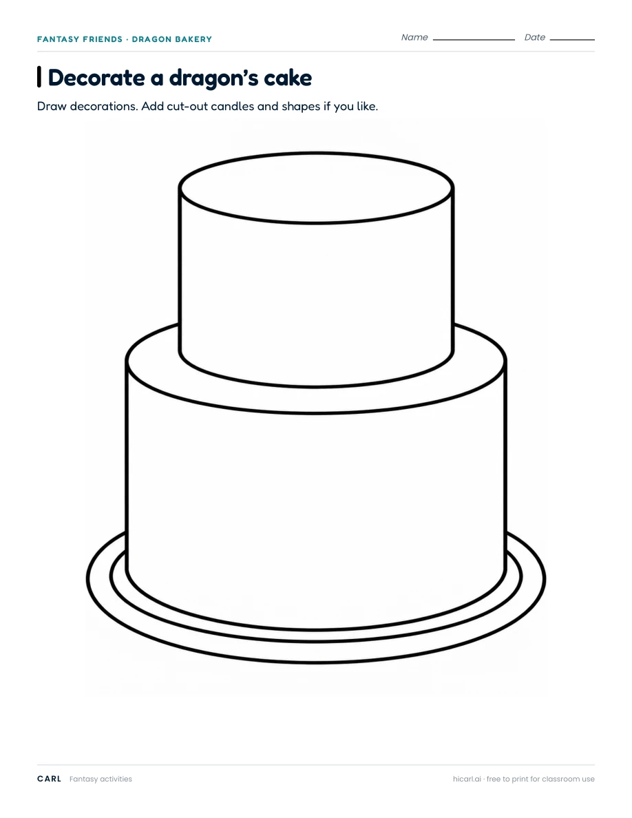 Decorate a dragon’s cake, version 1 — page 1 of 2
