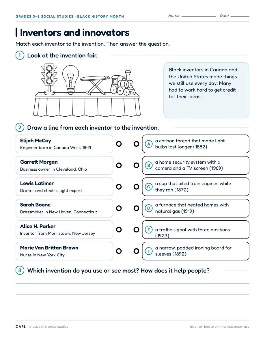 Inventors and innovators worksheet preview