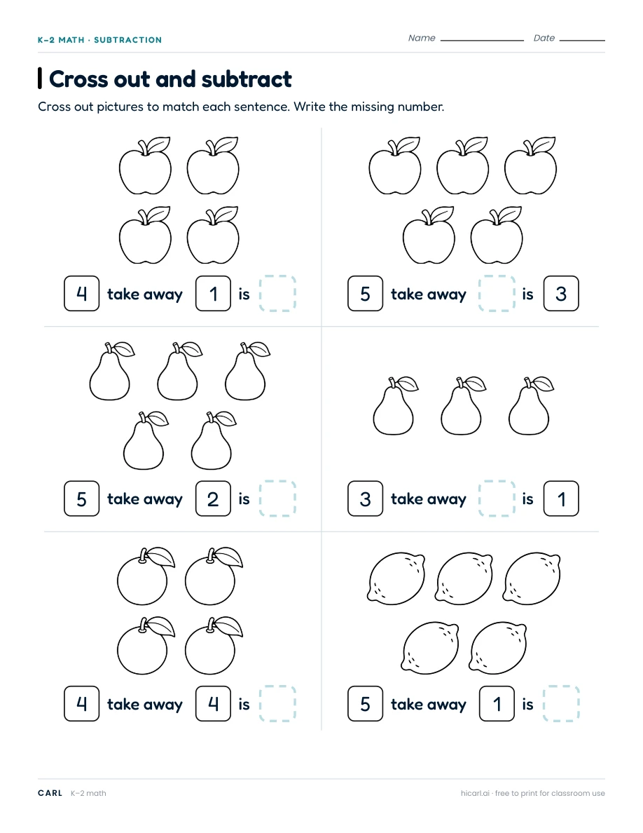 Cross out and subtract 1 preview