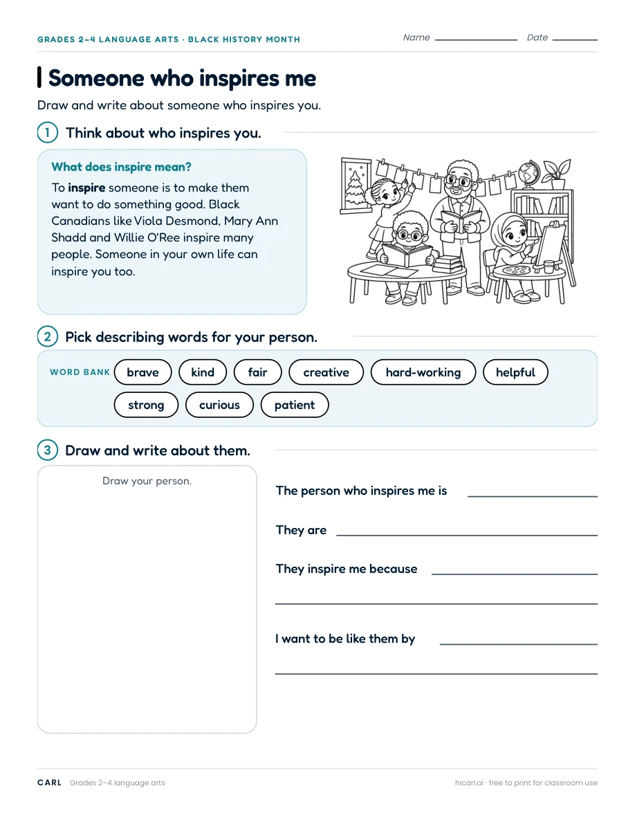 Someone who inspires me worksheet preview