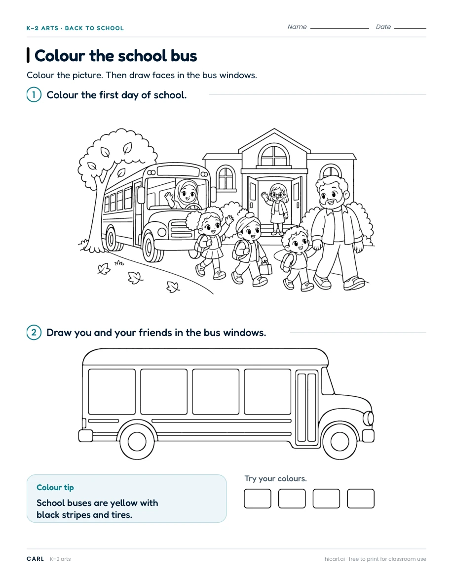 School and nature colouring activities preview