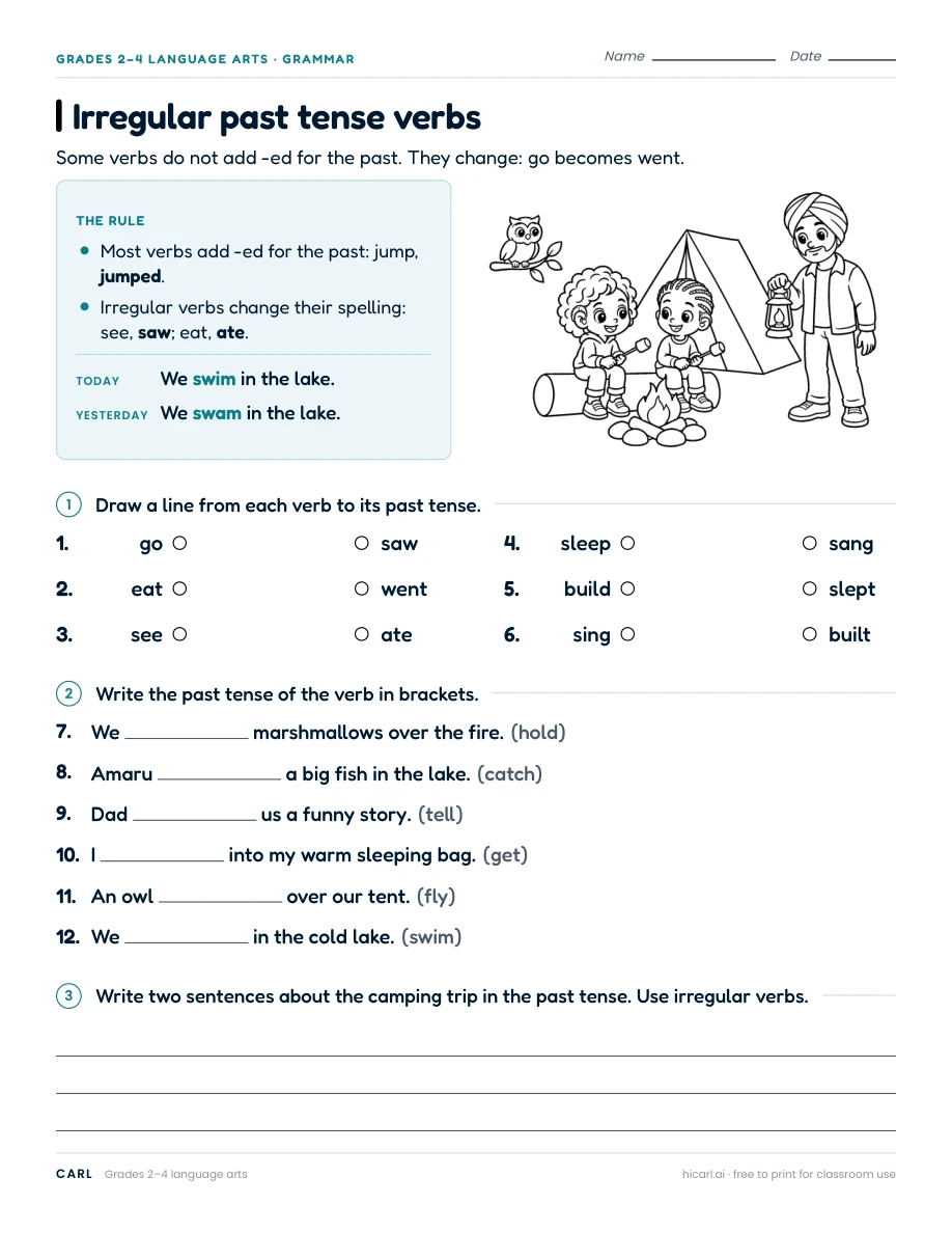 Irregular past tense verbs preview