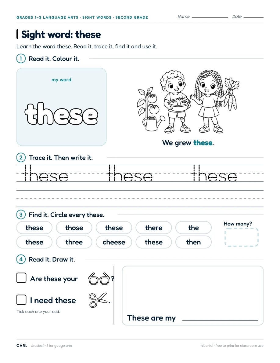 Sight word: these preview