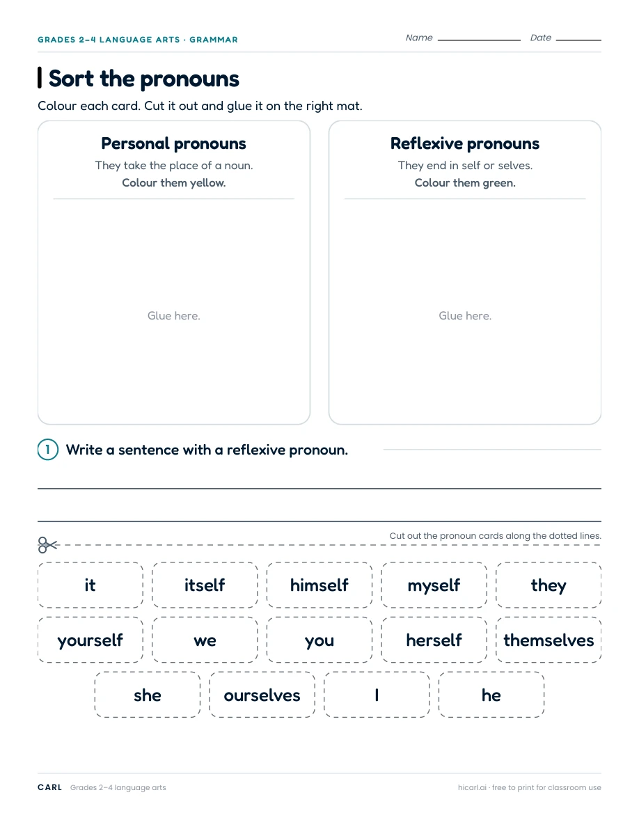 Sort the pronouns preview