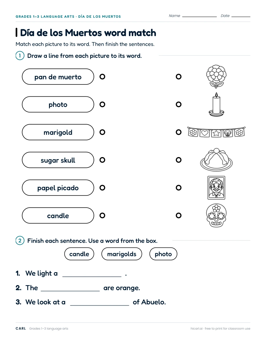 Picture vocabulary worksheets preview