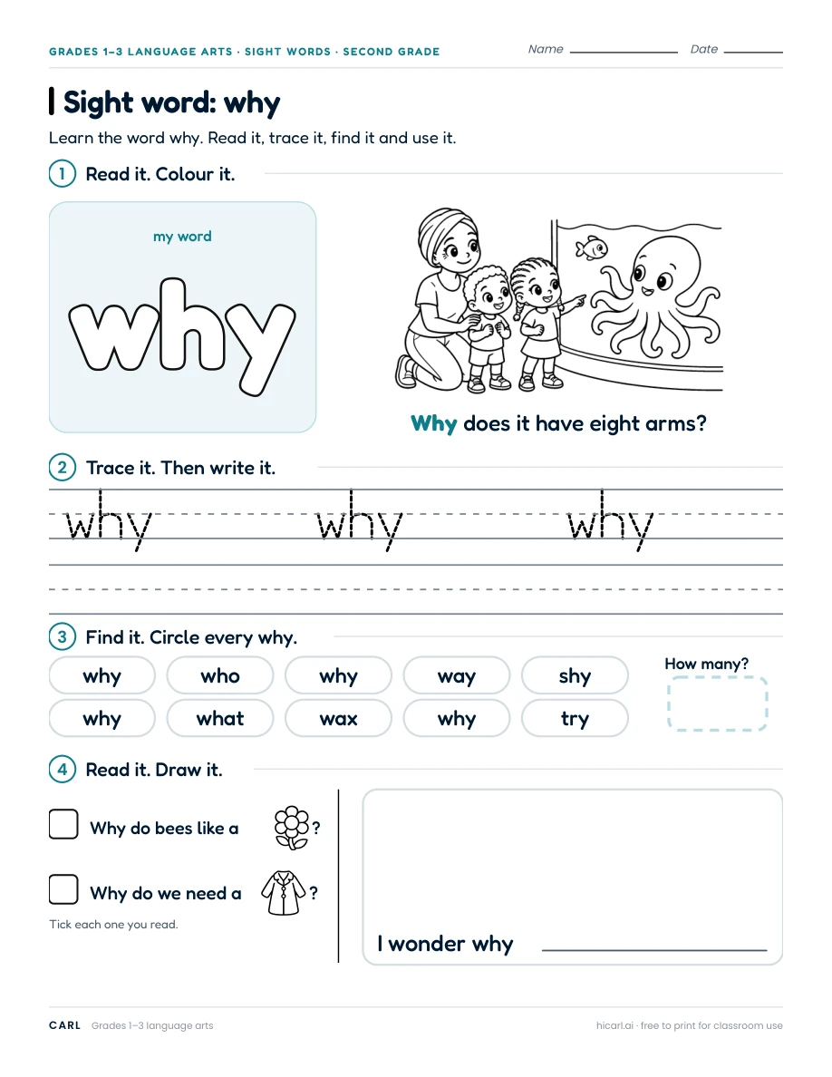 Sight word: why preview