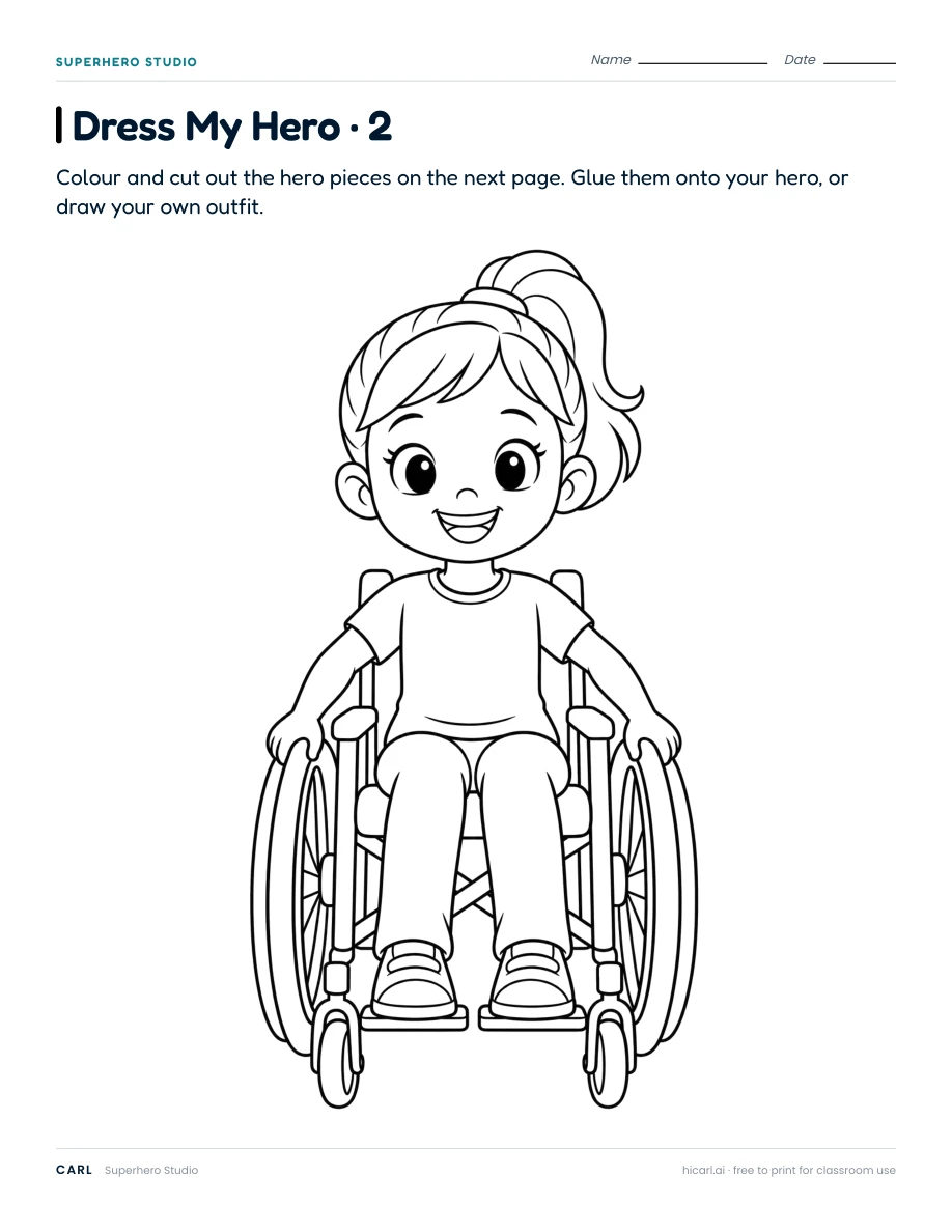 Superhero Studio: Dress My Hero · 2 worksheet preview