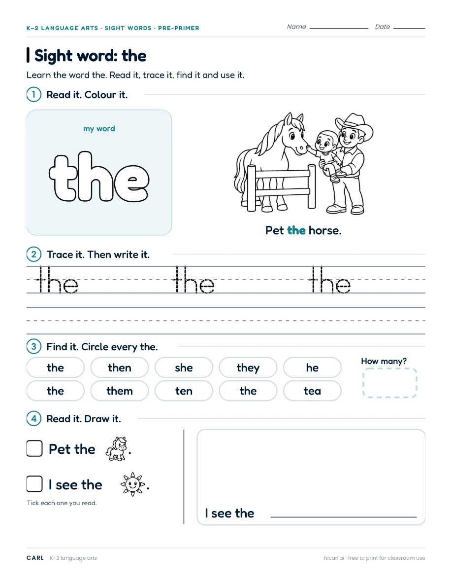 Sight word: the preview