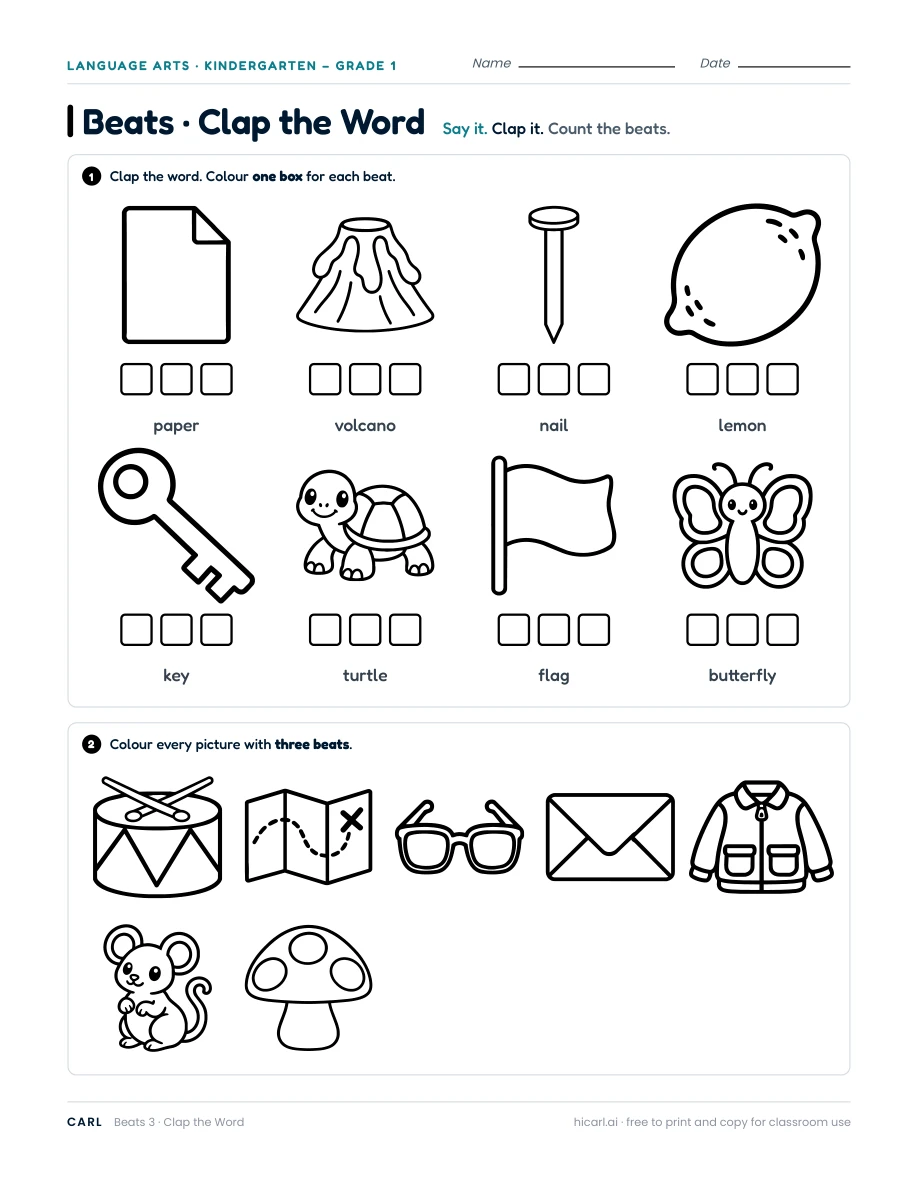 Syllable worksheets preview
