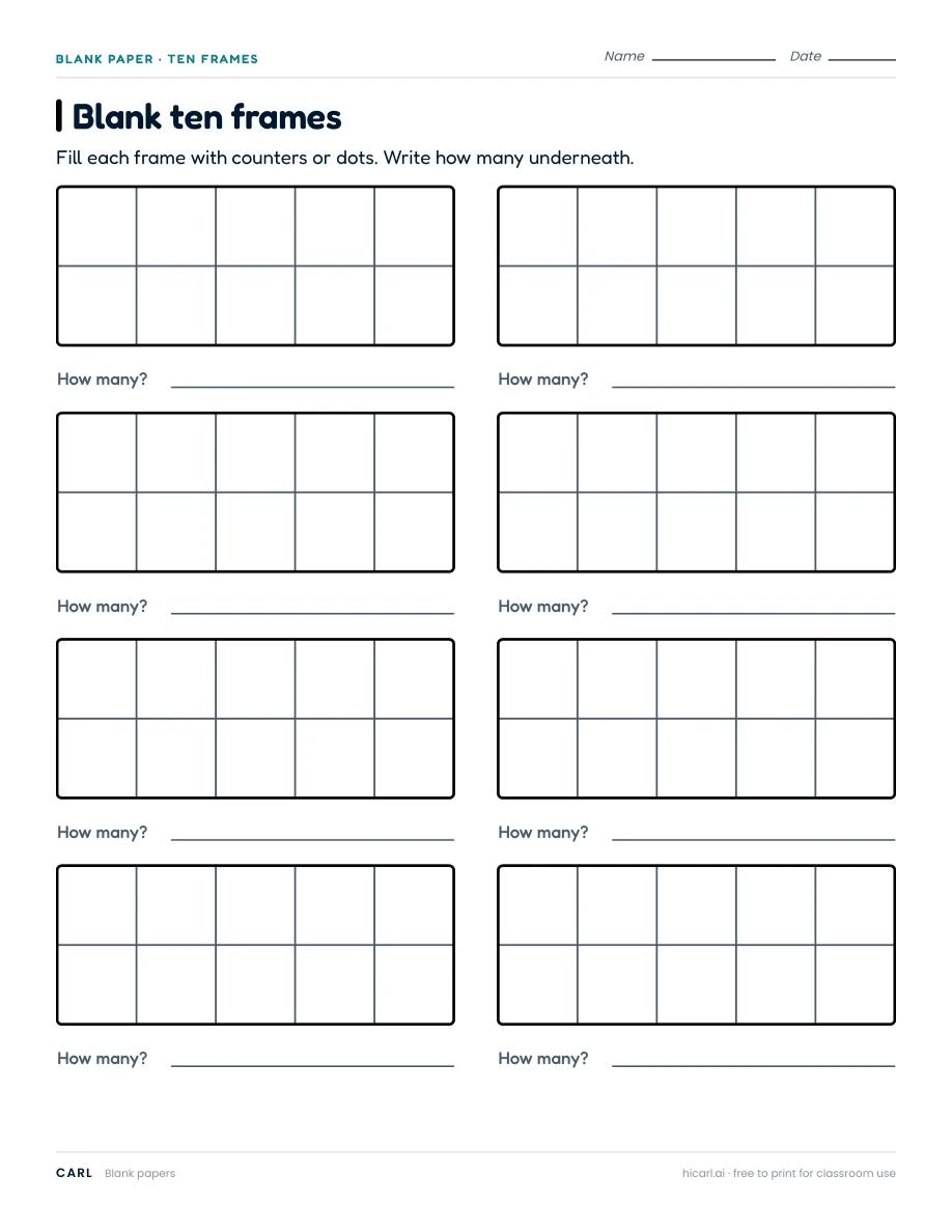 Blank ten frames preview