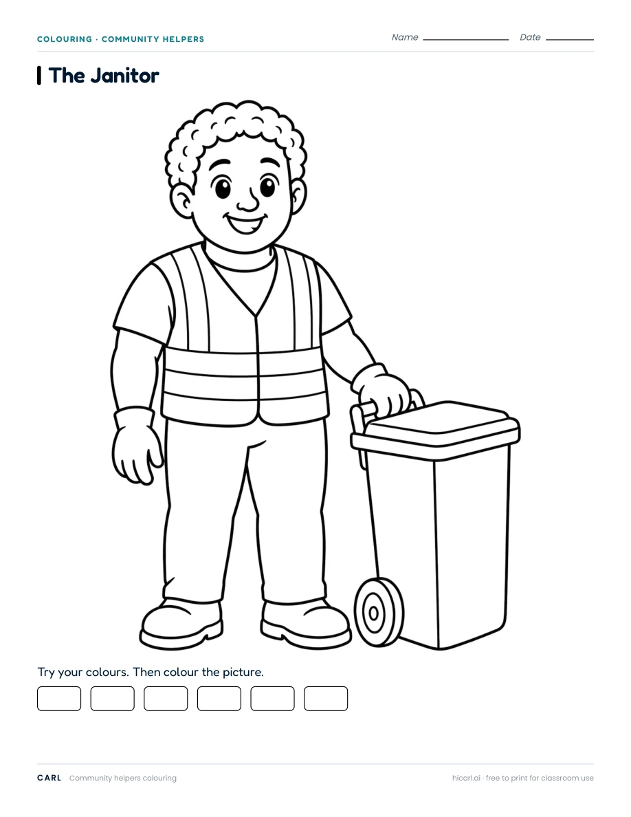 The Janitor colouring page preview