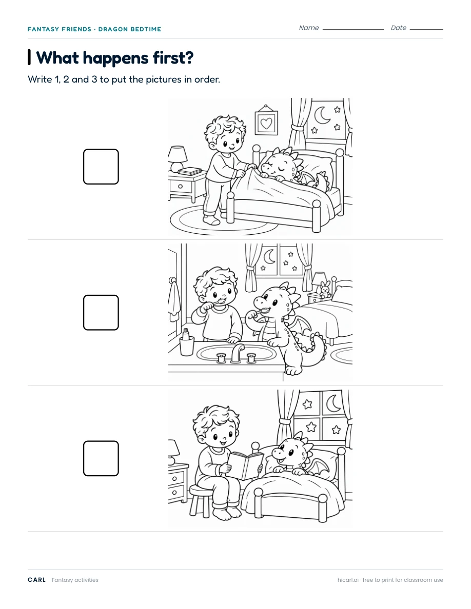 What happens first?, version 2 — page 1 of 1
