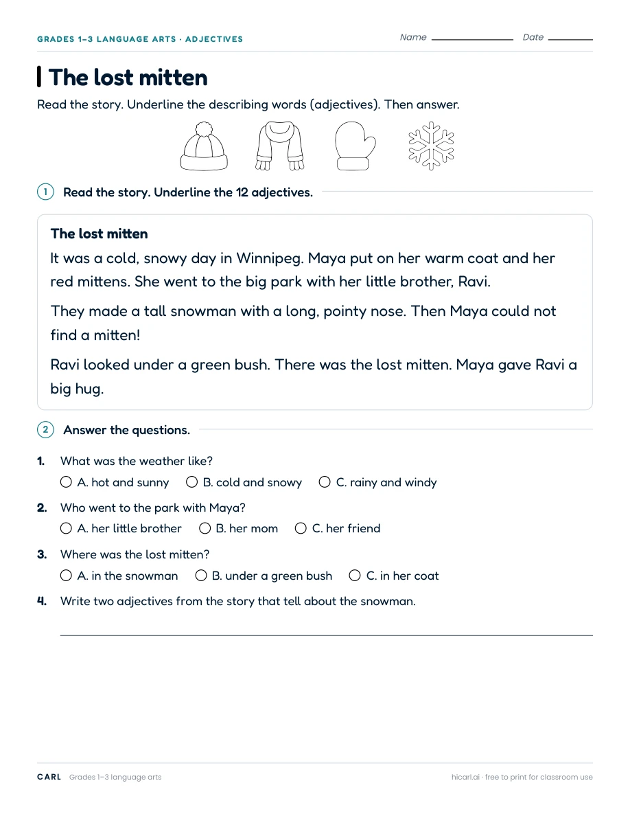 Adjective and adverb worksheets preview