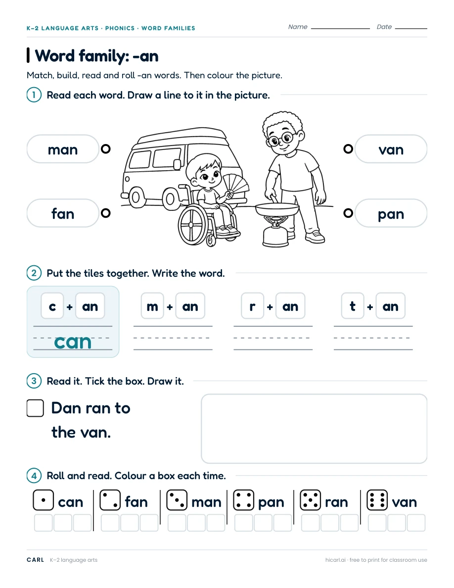 Word family: -an preview