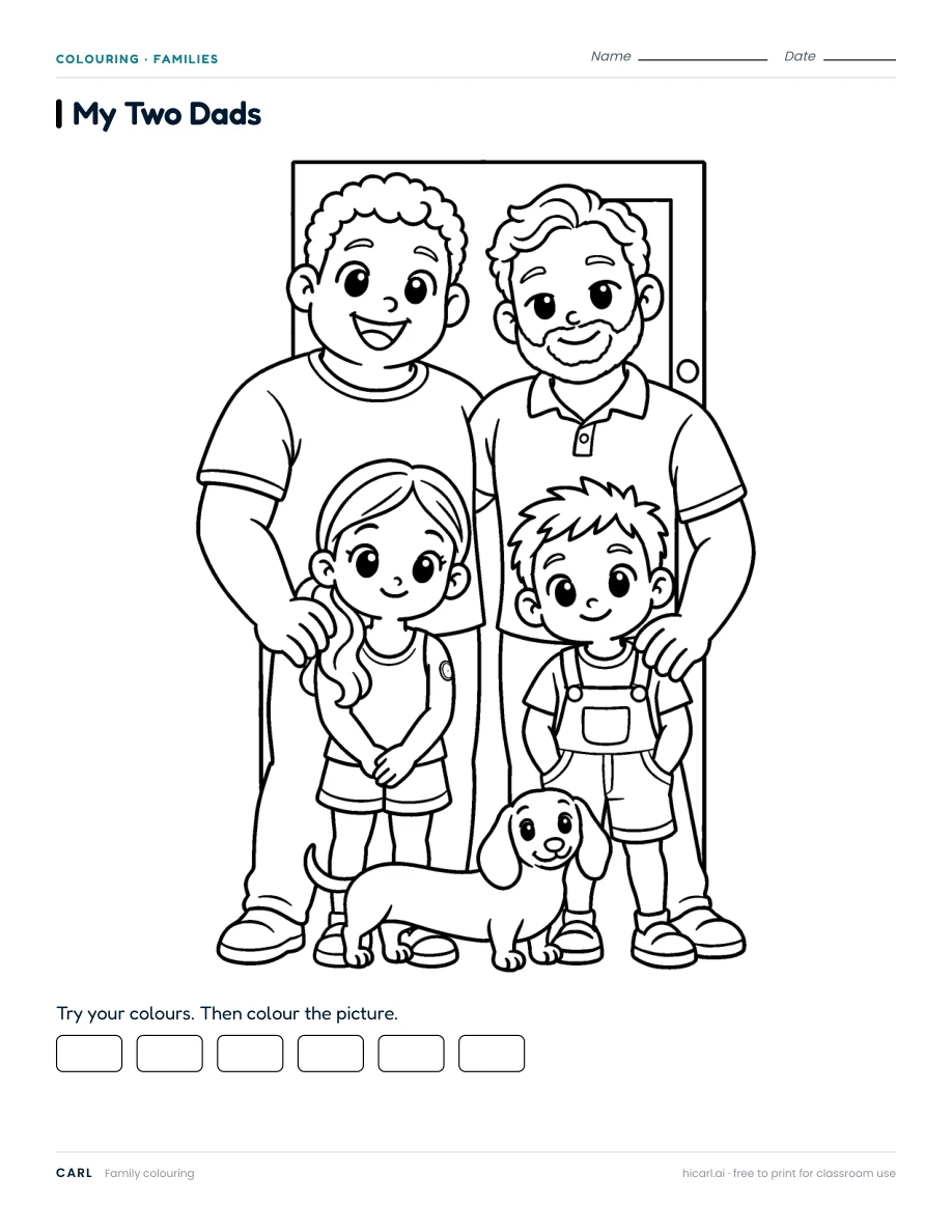My Two Dads colouring page preview