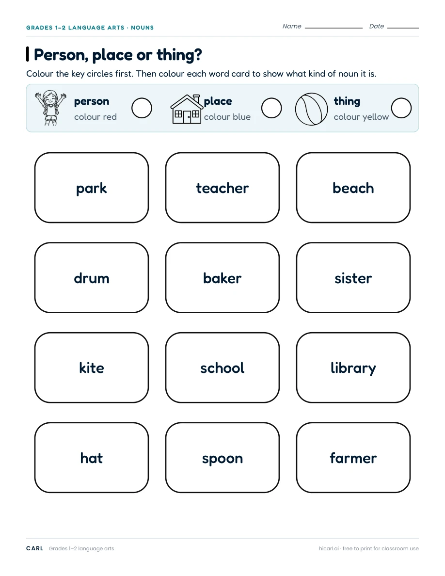 Noun and pronoun worksheets preview