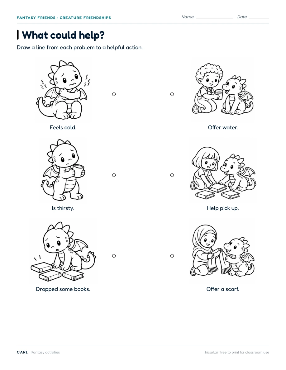 Creature friendships activities preview