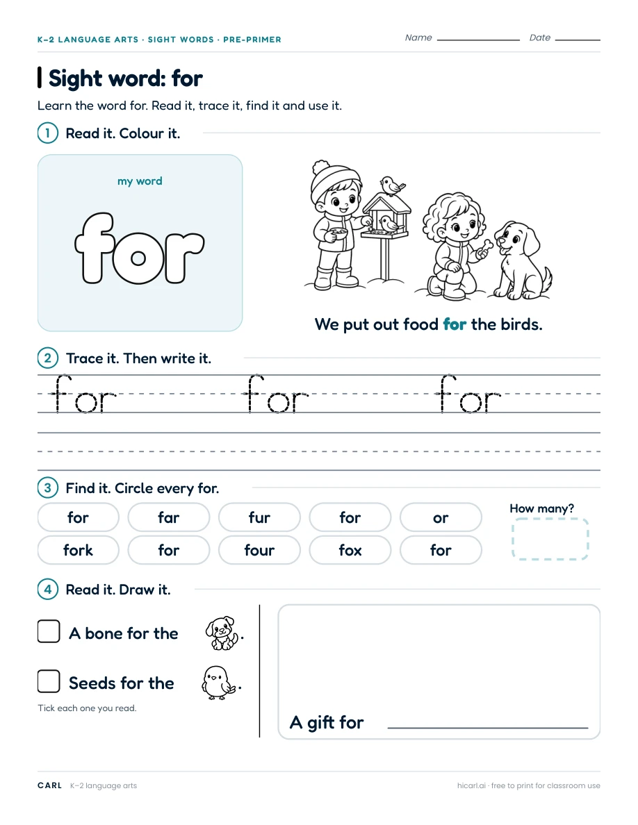 Sight word: for preview