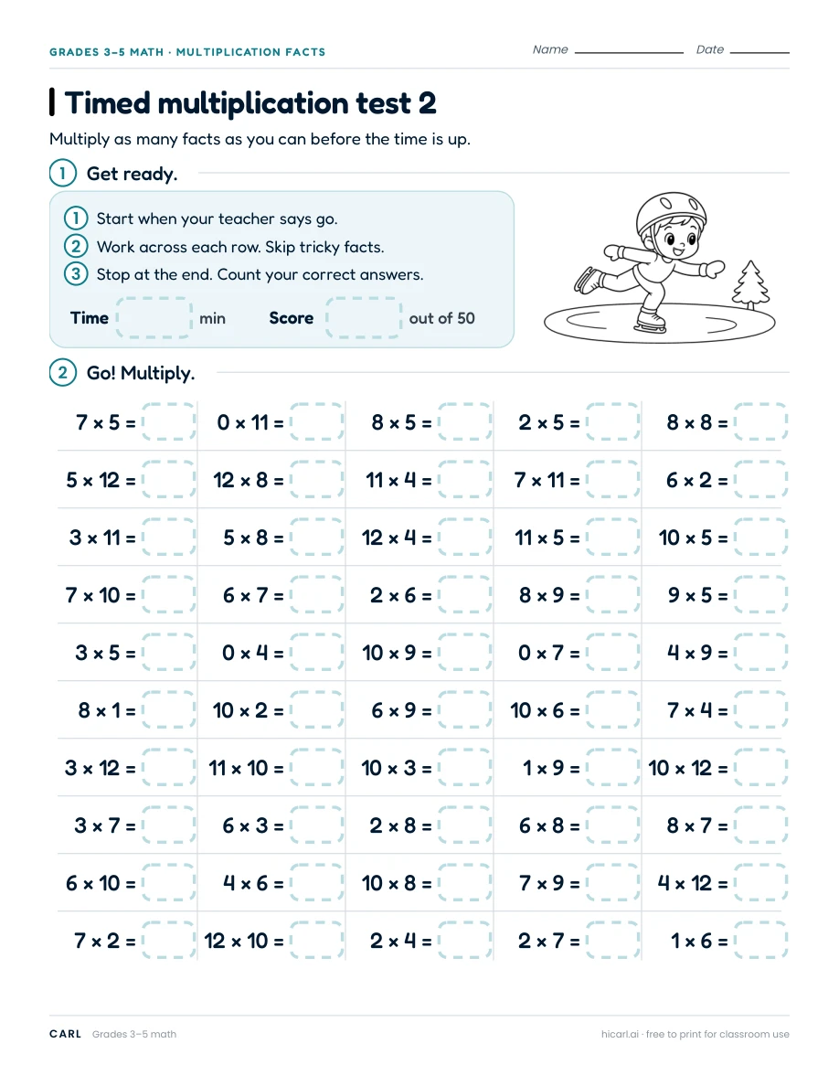 Multiplication fluency practice worksheets preview