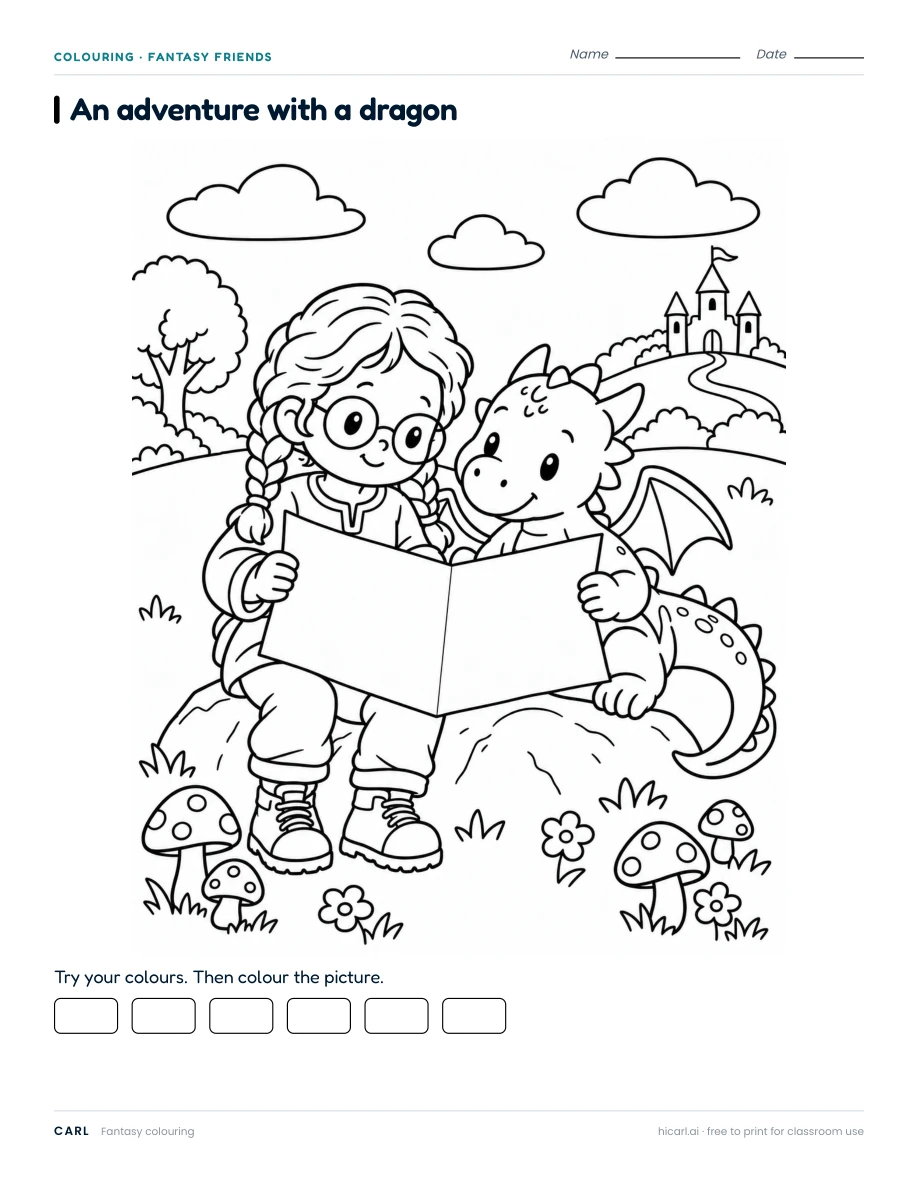 A Map for a Dragon colouring page preview