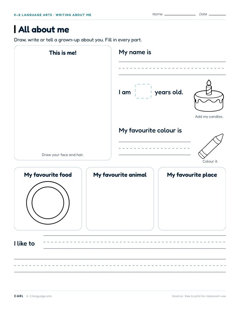 About me and interview worksheets preview