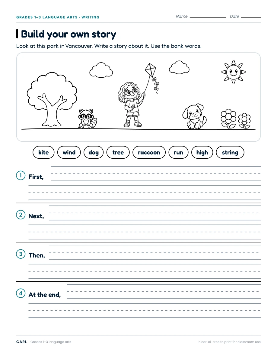 Story and dialogue writing worksheets preview