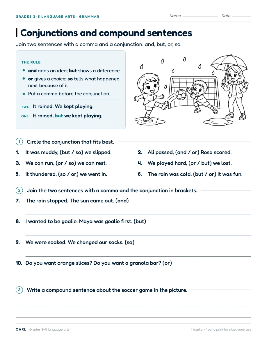 Conjunctions and compound sentences preview