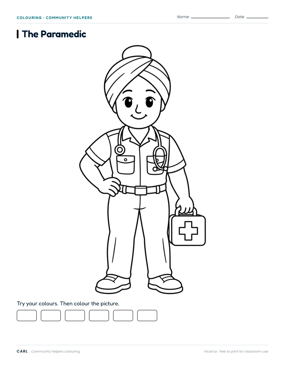 The Paramedic colouring page preview