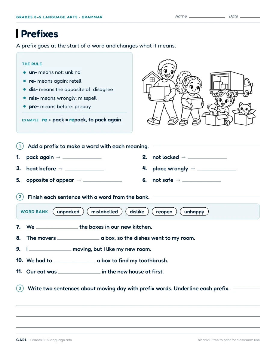 Word meaning and word parts worksheets preview