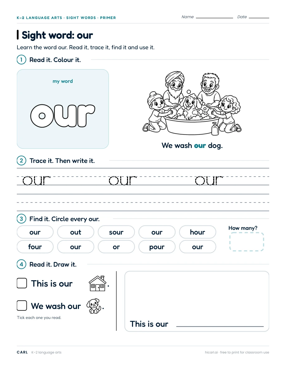 Sight word: our preview