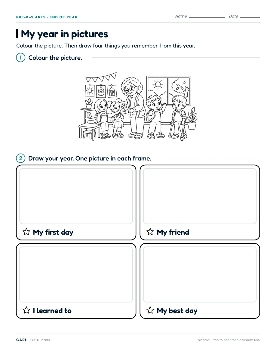School and nature colouring activities preview