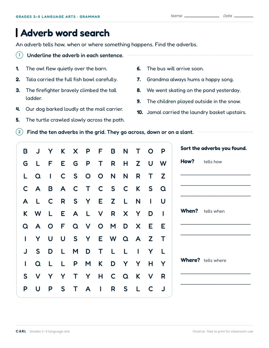Adverb word search preview