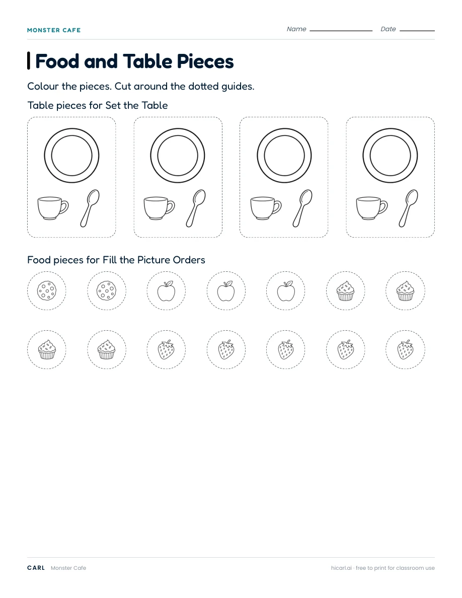 Monster Cafe: Fill the Picture Orders included second page