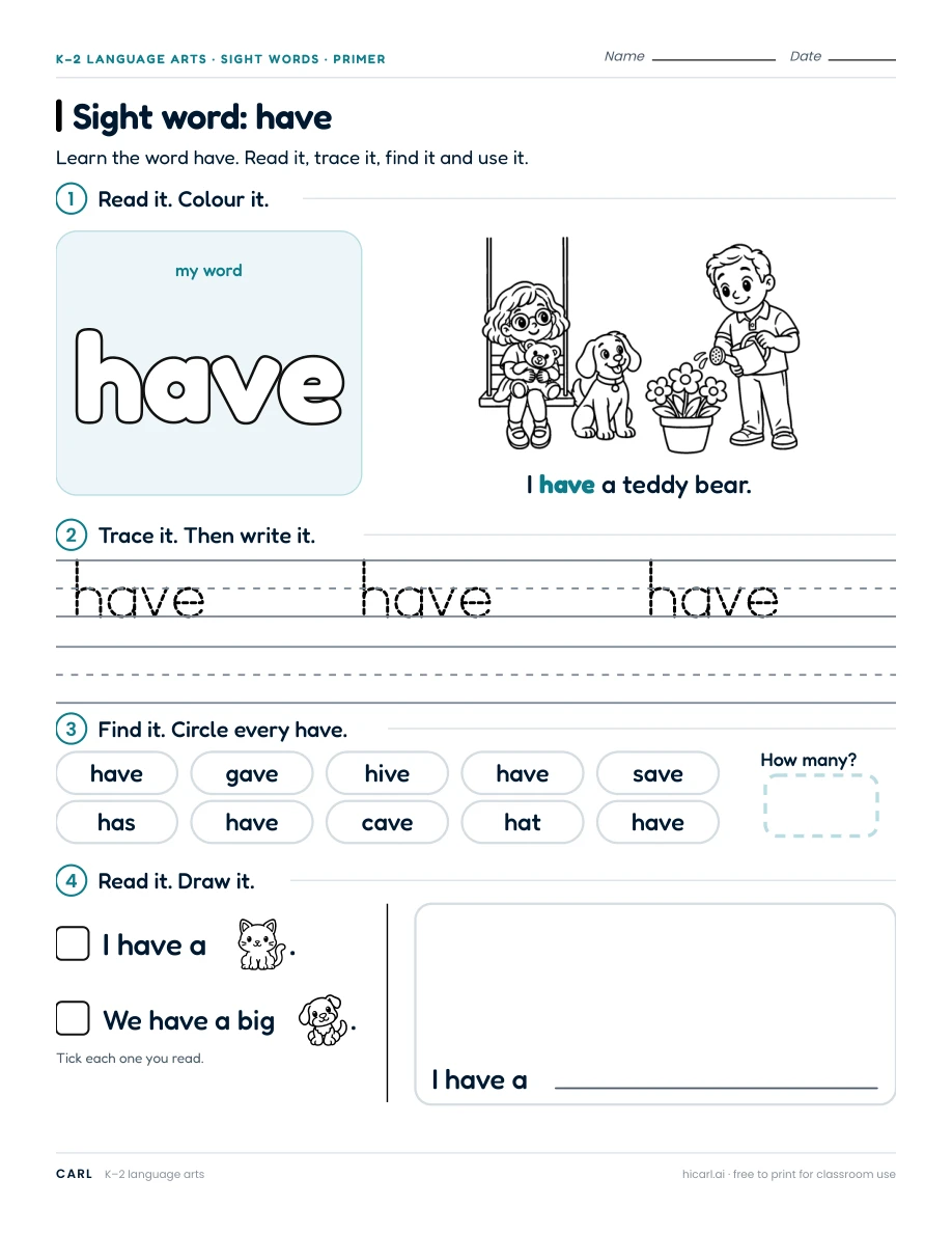 Sight word: have preview