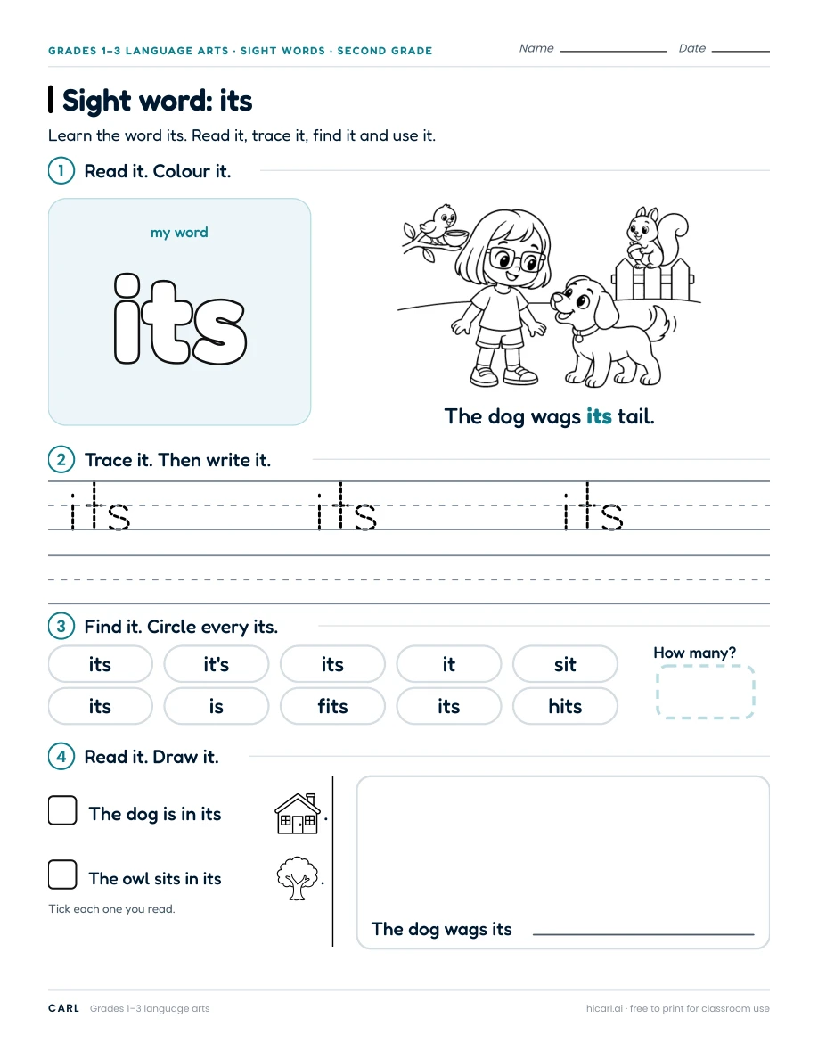 Sight word: its preview