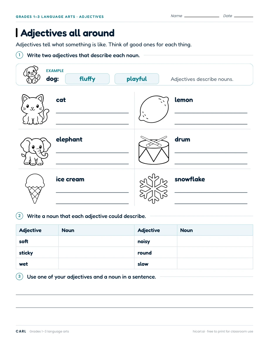 Adjectives all around preview