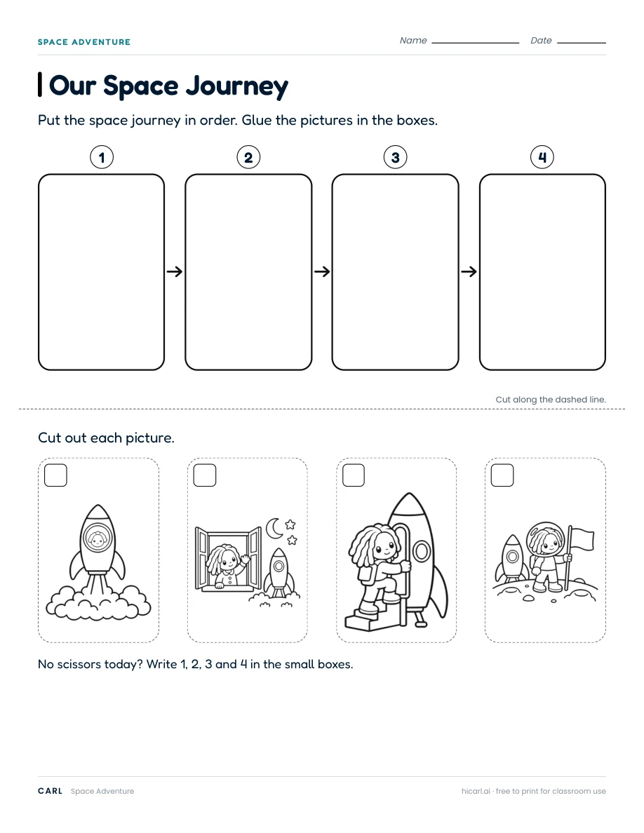 Space Adventure: Our Space Journey worksheet preview