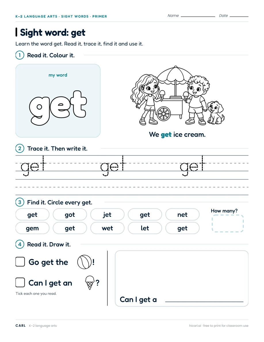 Sight word: get preview