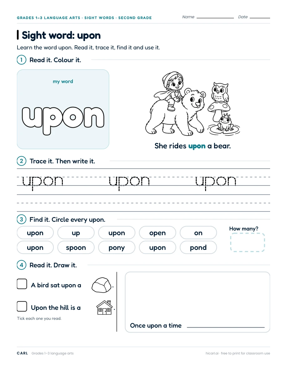 Sight word: upon preview