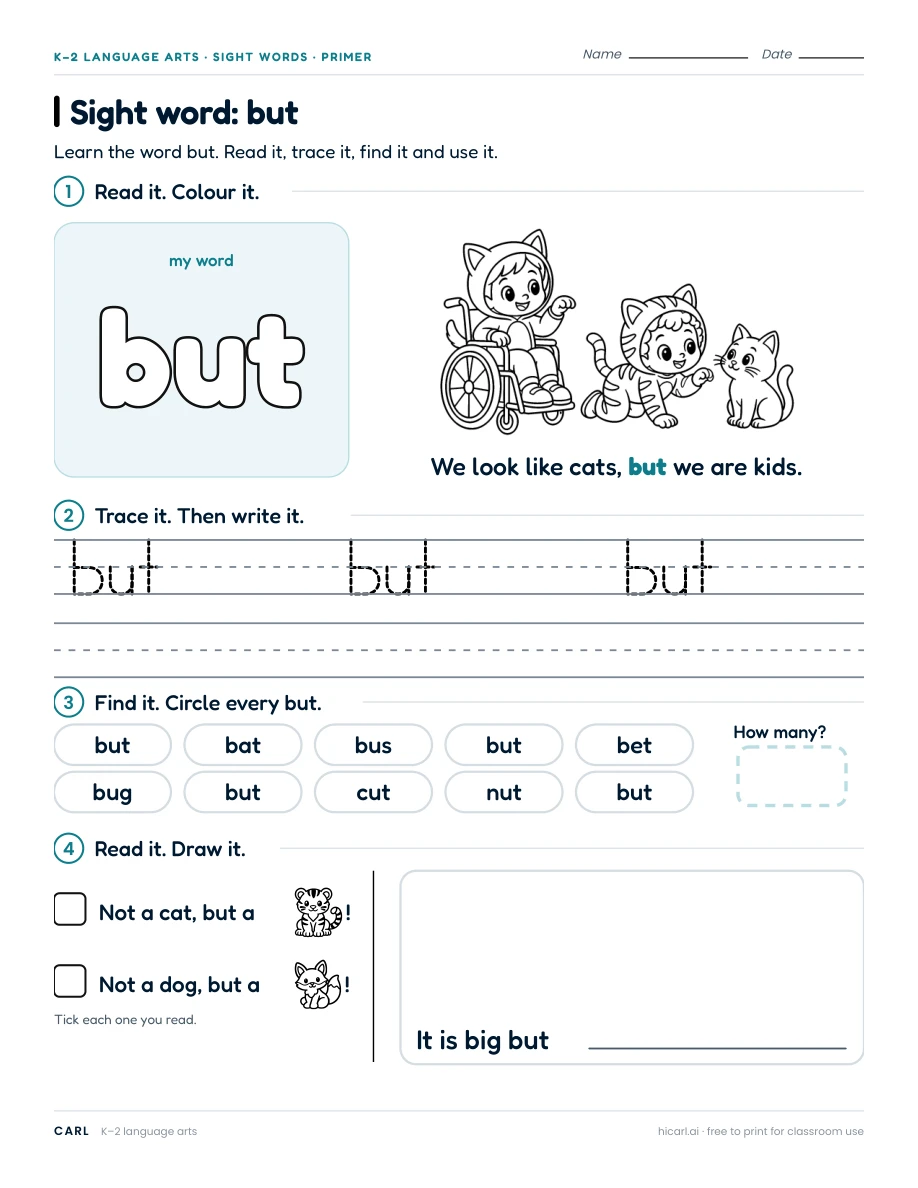 Sight word: but preview