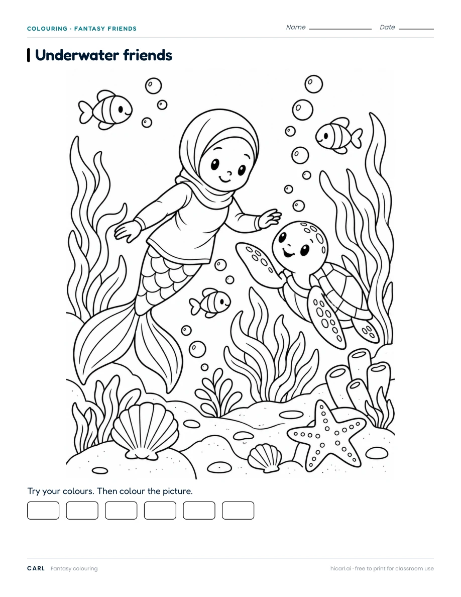 Underwater Friends 2 colouring page preview