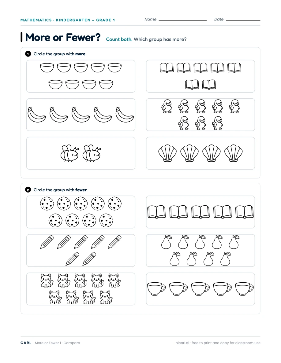 More or fewer, sheet 1 — page 1 of 1
