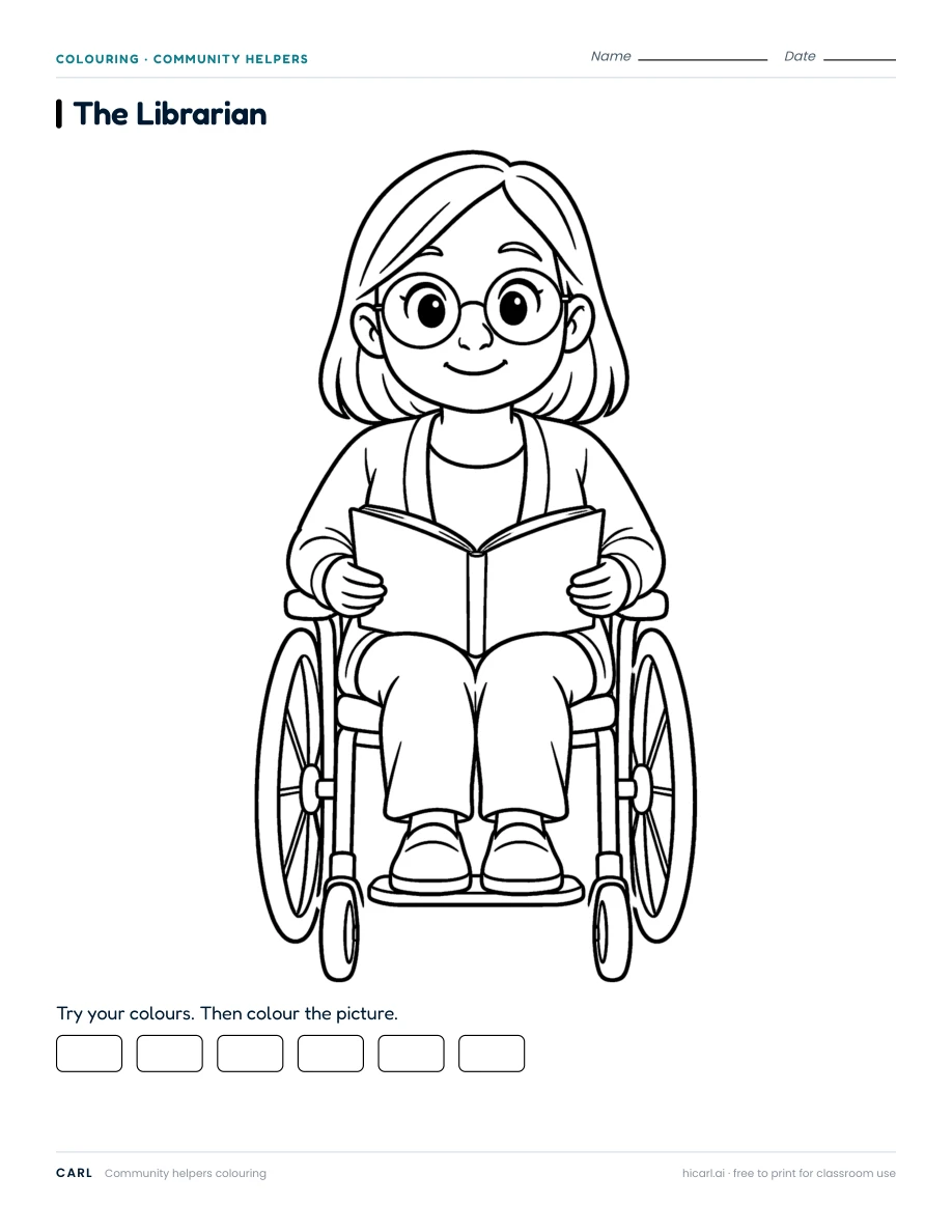 Inclusive community helper colouring pages preview