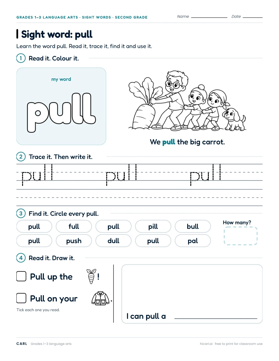 Sight word: pull preview
